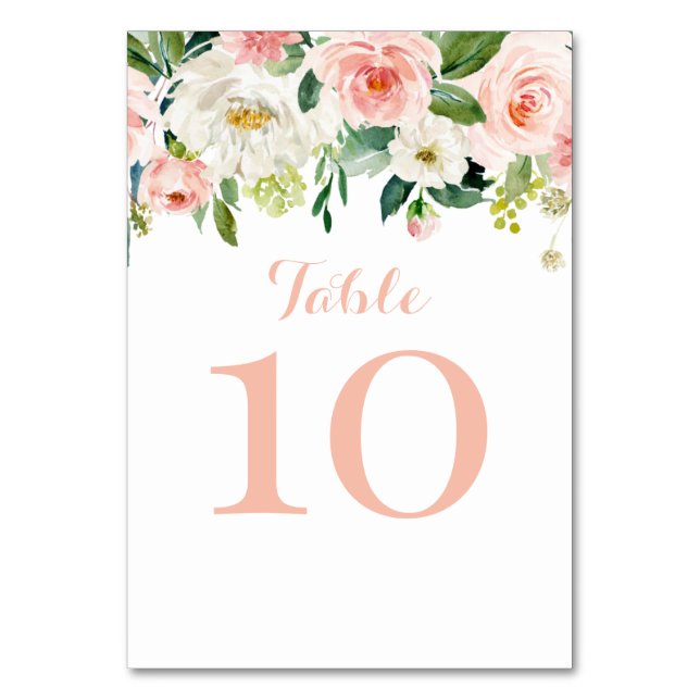 Tarjeta De Mesa Floral watercolor pink table numbe (Reverso)