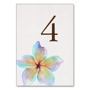 Tarjeta De Mesa Floral Watercolor Plumeria Terracotta Boda