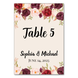 Tarjeta De Mesa Floral Wedding 
