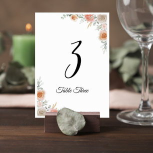 Tarjeta De Mesa Floral Wedding Table Number Card with Guest List