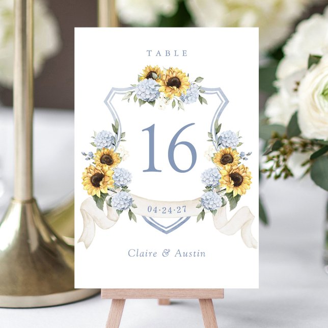 Tarjeta De Mesa Florales de girasol Azul Hidrangea Escudo (Subido por el creador)