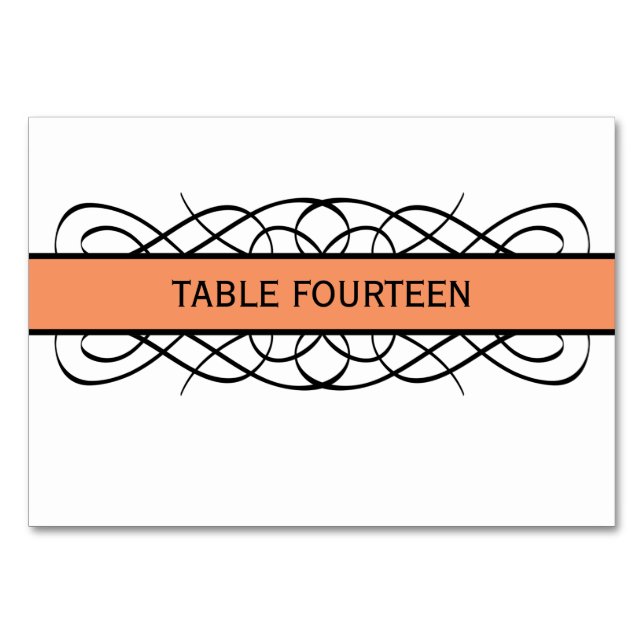 Tarjeta de mesa floreciente de deco naranja (Anverso)
