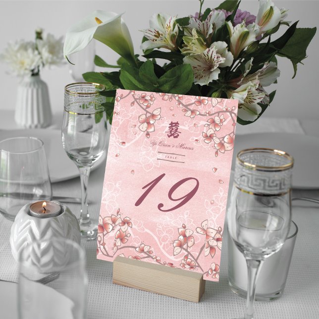 Tarjeta De Mesa Florecimiento de la sonda doble felicidad Boda chi (Subido por el creador)