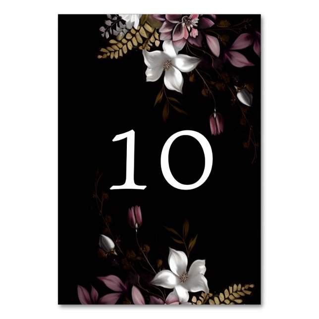 Tarjeta De Mesa Florence Dark Floral Boda (Anverso)