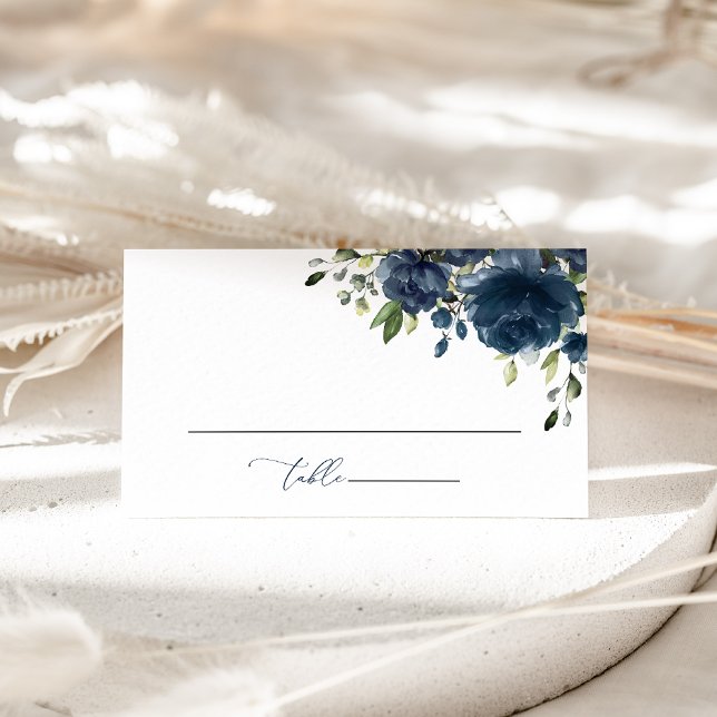 Tarjeta De Mesa Flores azules de la marina, vegetación, boho, duch (Subido por el creador)