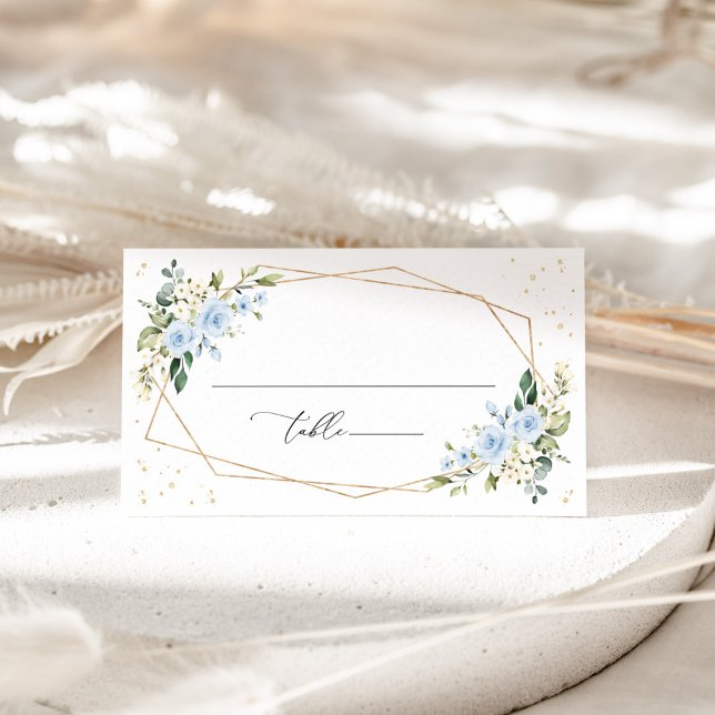 Tarjeta De Mesa Flores Azules, Flores Blancas, Verdor, Boda (Subido por el creador)