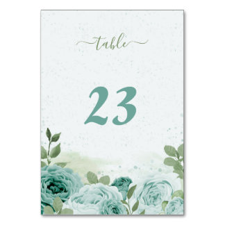 Tarjeta De Mesa flores azules hermosas verde botánico
