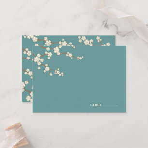 Tarjeta De Mesa Flores Blancas de Sakura Flor de Cerezo Chic Boda