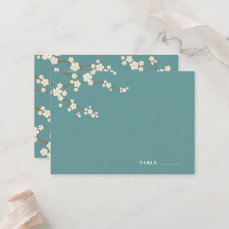 Tarjeta De Mesa Flores Blancas de Sakura Flor de Cerezo Chic Boda