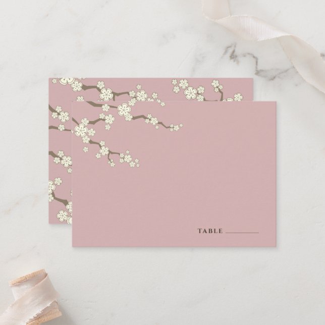 Tarjeta De Mesa Flores Blancas de Sakura Flor de Cerezo Chic Boda (Anverso/Reverso In Situ)