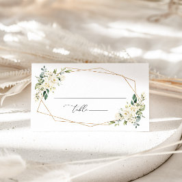 Tarjeta De Mesa Flores Blancas, Flores Crema, Verdor, Boda