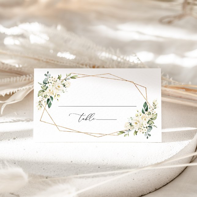 Tarjeta De Mesa Flores Blancas, Flores Crema, Verdor, Boda (Subido por el creador)