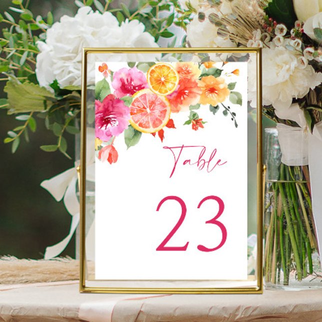 Tarjeta De Mesa Flores Brillantes Festivas Florales Citrus Bridal  (Subido por el creador)