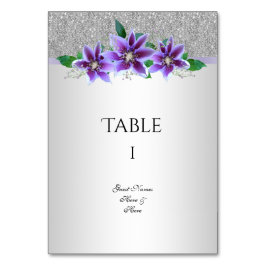 Tarjeta De Mesa Flores clásicas plateadas y clematis 18º cumpleaño