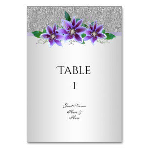 Tarjeta De Mesa Flores clásicas plateadas y clematis 18º cumpleaño