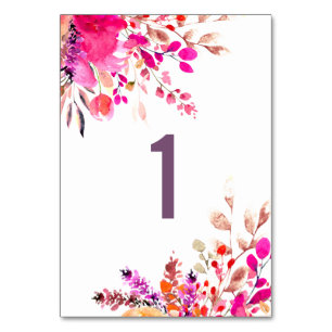 Tarjeta De Mesa Flores color agua rosado. Pestaña boda floral de j