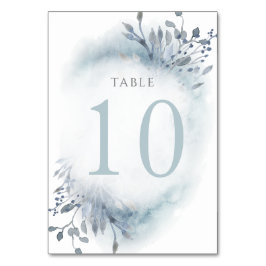 Tarjeta De Mesa Flores color de agua azul polvoriento Tabla número