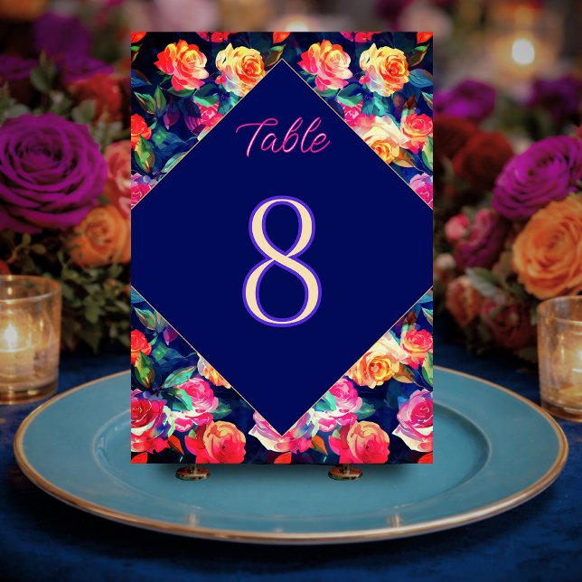 Tarjeta De Mesa Flores coloridas elegantes boda (Subido por el creador)