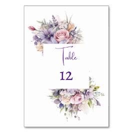 Tarjeta De Mesa Flores de acuarela. Boda.