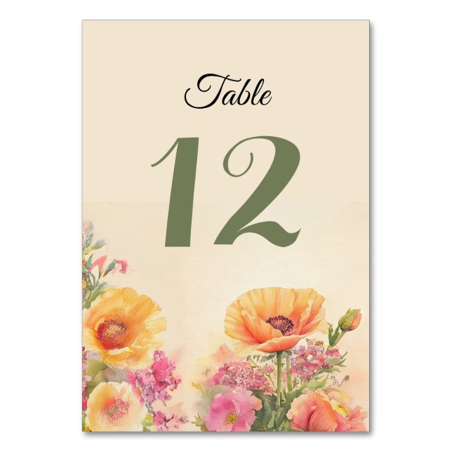 Tarjeta De Mesa Flores de acuarela de primavera (Anverso)