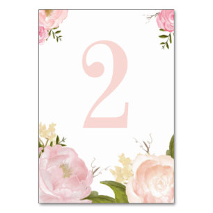 Tarjeta De Mesa Flores de acuarela rosa romántica número 2
