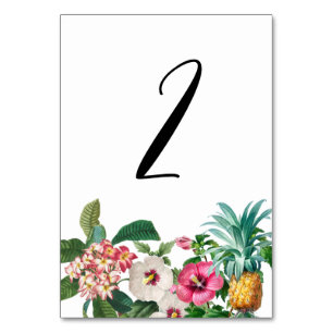 Tarjeta De Mesa Flores de acuarela tropical y Boda de vegetación