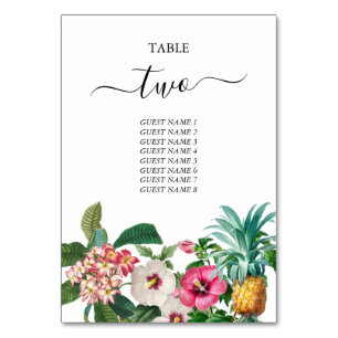 Tarjeta De Mesa Flores de acuarela tropical y Boda de vegetación