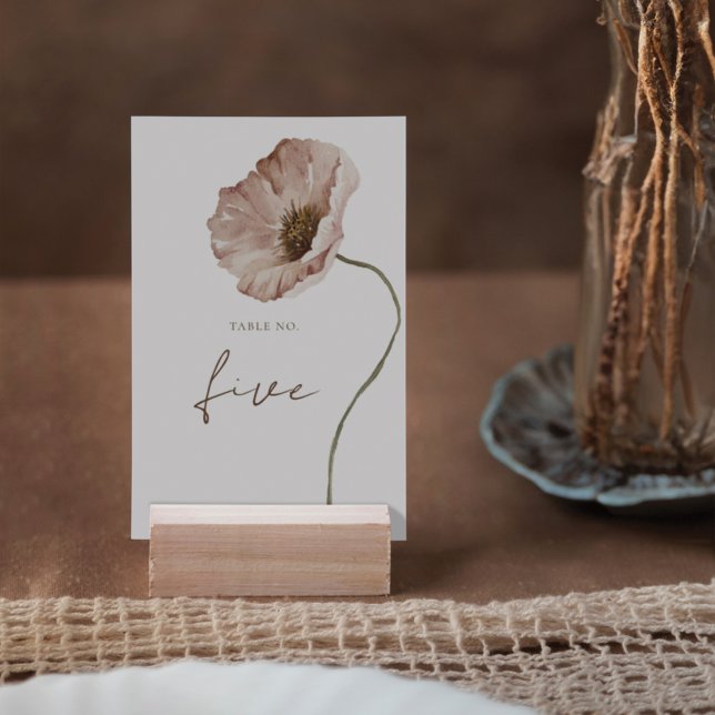 Tarjeta De Mesa Flores de adormidera islandesas Boho (Boho Icelandic Watercolor Iceland Poppy Flowers Table Number)