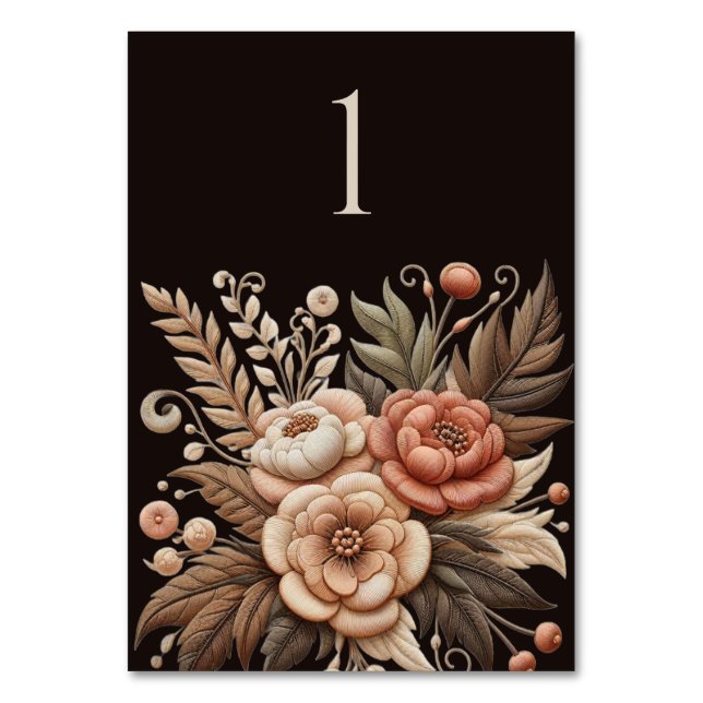 Tarjeta De Mesa Flores de Boda Country Western (Anverso)