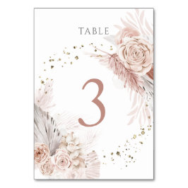 Tarjeta De Mesa Flores de boho acuarela Tabla número 3