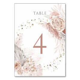 Tarjeta De Mesa Flores de boho acuarela Tabla número 4
