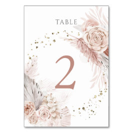 Tarjeta De Mesa Flores de boho de color agua Tabla número 2