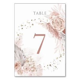 Tarjeta De Mesa Flores de boho de color de agua Tabla número 7