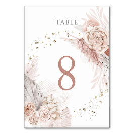 Tarjeta De Mesa Flores de boho de color de agua Tabla número 8