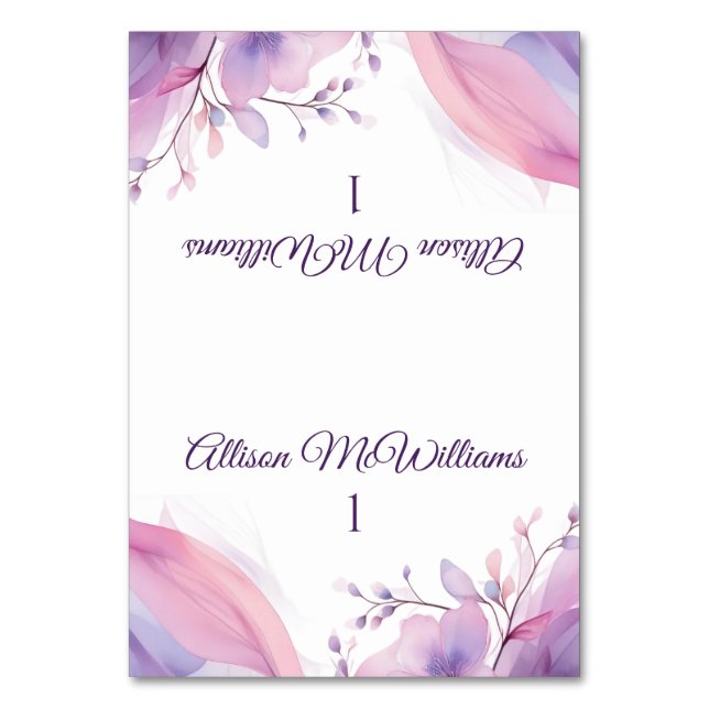 Tarjeta De Mesa Flores de cerezo acuarela-Boda- (Anverso)