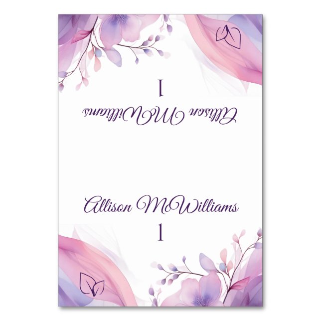 Tarjeta De Mesa Flores de cerezo acuarela - Boda-vegetariano (Anverso)