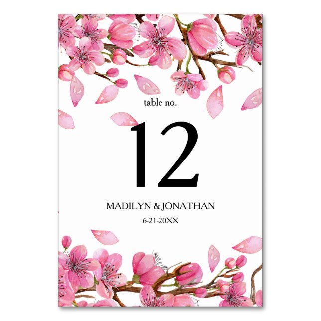 Tarjeta De Mesa Flores de cerezo rosa (Anverso)