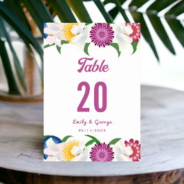 Tarjeta De Mesa Flores de colores Boho Boda floral de primavera mo