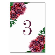 Flores de dalias burgundy acuarela. Boda dalias