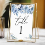 Tarjeta De Mesa Flores de flores azules deslumbrantes Boda Jardín<br><div class="desc">¡Esto es un Dusty Blue Floral Floral Flores Jardín número de mesa de bodas!</div>