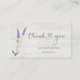 Tarjeta De Mesa Flores de lavanda en madera Gracias por colocar ta