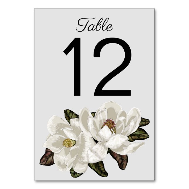 Tarjeta De Mesa Flores de Magnolia elegantes (Anverso)
