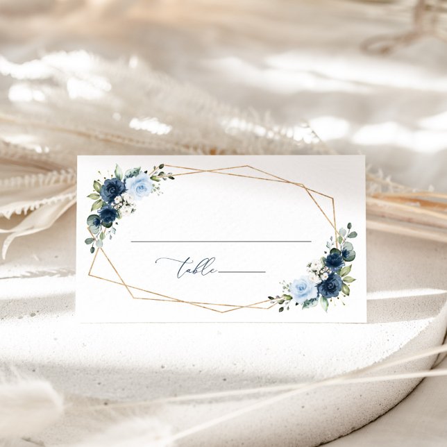 Tarjeta De Mesa Flores de Marina, Flores Azules, Boho, Despedida d (Subido por el creador)
