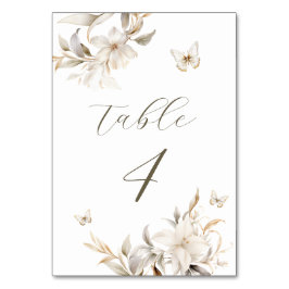 Tarjeta De Mesa Flores de plata blanca de invierno Quinceañera