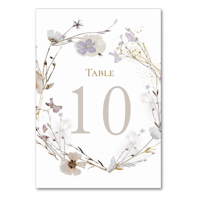 Tarjeta De Mesa flores de prado Tabla número 10 (Anverso)