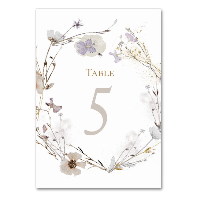Tarjeta De Mesa flores de prado Tabla número 5 (Anverso)