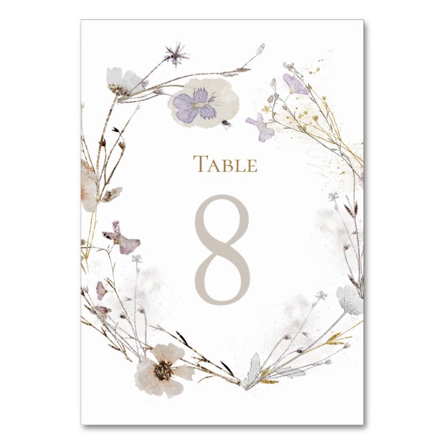 Tarjeta De Mesa flores de prado Tabla número 8 (Anverso)