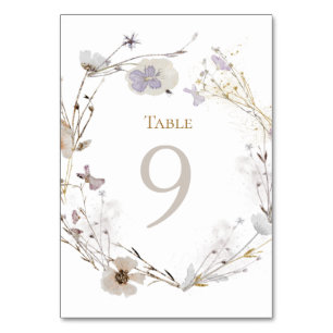 Tarjeta De Mesa flores de prado Tabla número 9