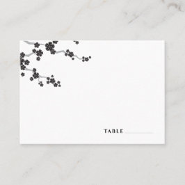 Tarjeta De Mesa Flores de Sakura Negra Flores de cerezo Boda Zen