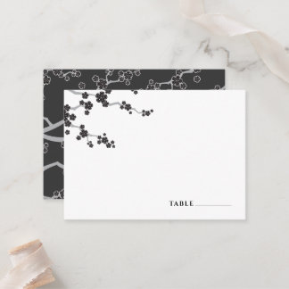 Tarjeta De Mesa Flores de Sakura Negras Flores de Cerezo Boda Zen